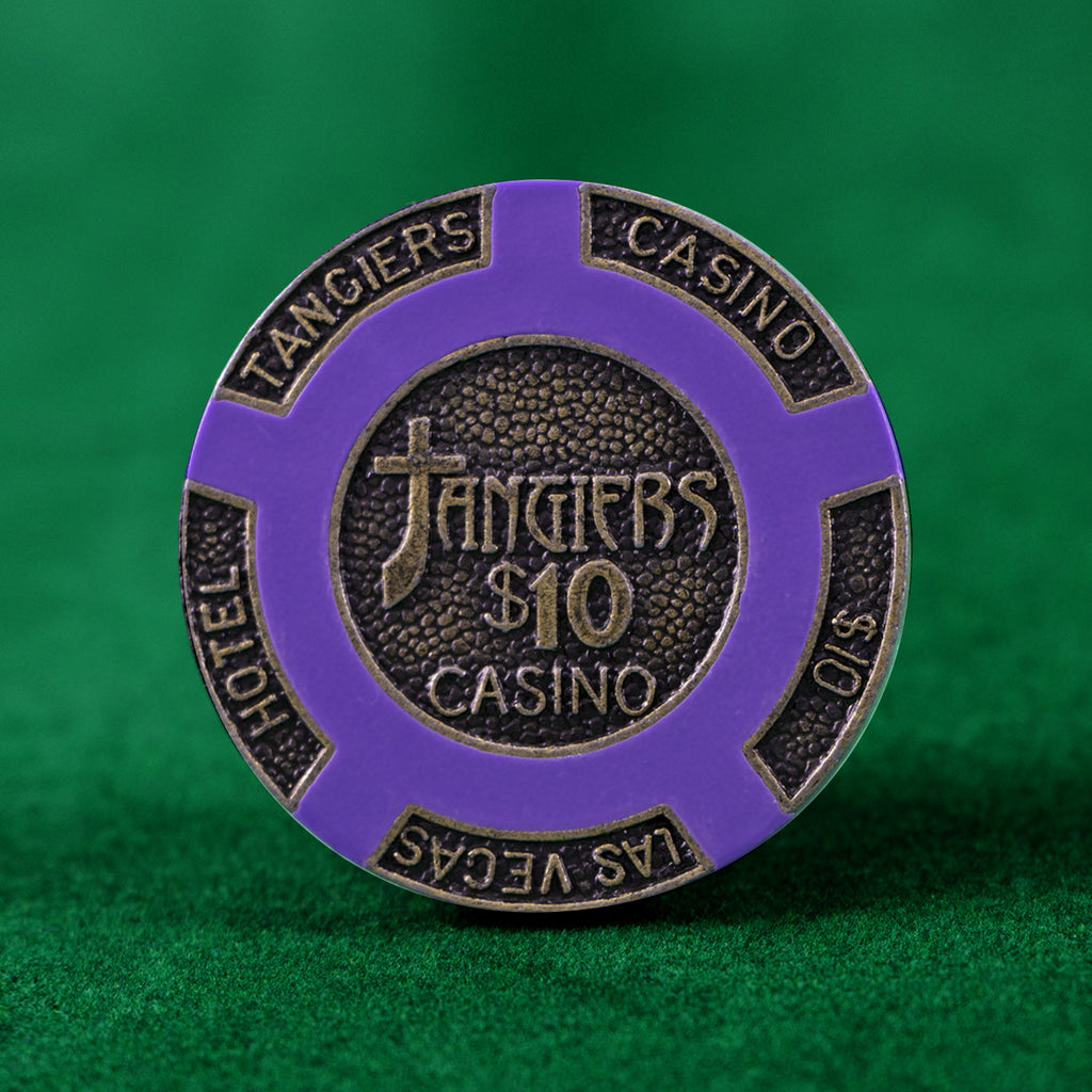 Tangiers Casino Brass Poker Chip $10
